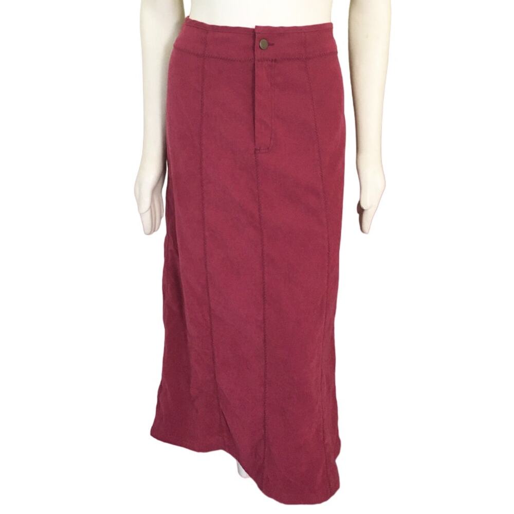 VTG WILD CAT Microsuede Maxi Skirt in Barn Red SZ L